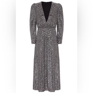 BORGO DE NOR Bernadette Silver Sequinned Dress